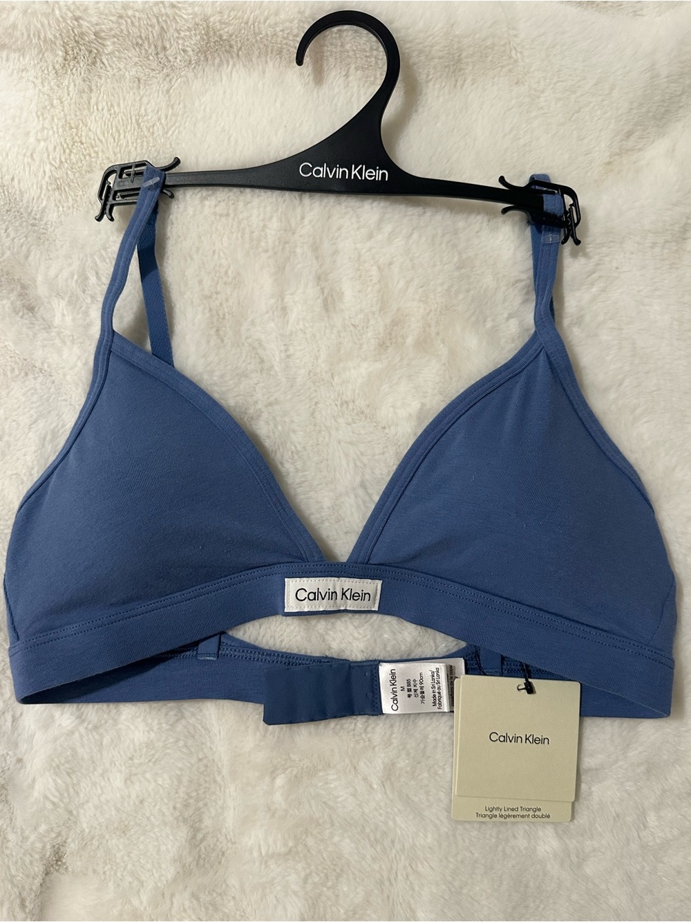 Calvin Klein Blue Cotton Stretch Comfort Lightly Lined Triangle Bra